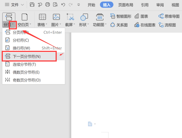 wps页面设置横向怎么单独设置一张?