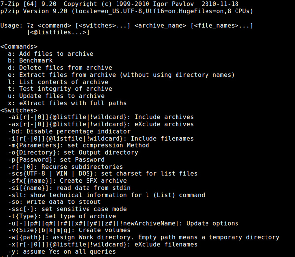 Linux安装使用压缩工具7-zip的步骤