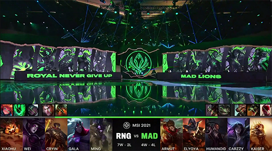 《英雄联盟》2021MSI：MAD复仇击败RNG锁定四强