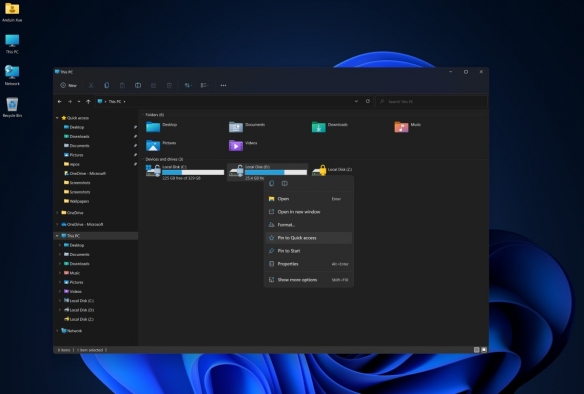 Windows 11全新黑暗主题效果展示 深蓝幽暗画风超赞