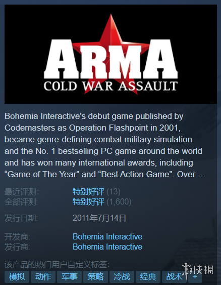 Steam/GOG喜加一：《武装突袭：冷战突击》免费送！