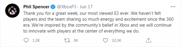 微软：今年E3发布会打破记录！观看人数历史最多