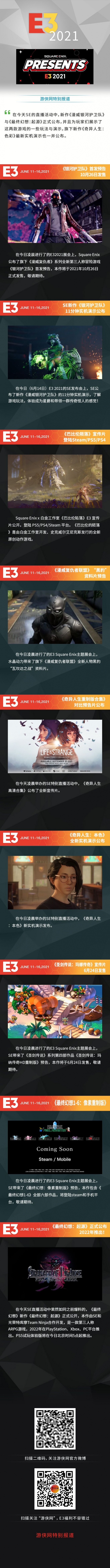 E3 2021：一张图汇总SE展会精彩内容 最终幻想起源！
