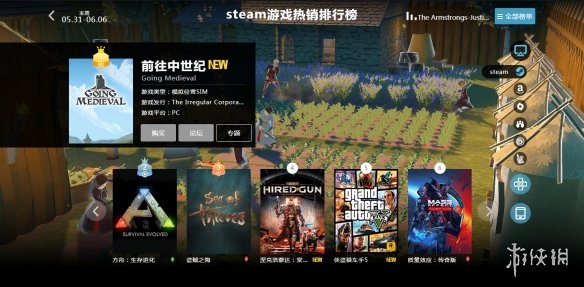 05.31-06.06全球游戏销量榜：《前往中世纪》销量奇高
