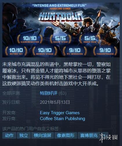 横版动作游戏《暴徒猎手》已登陆Steam 好评率95%！