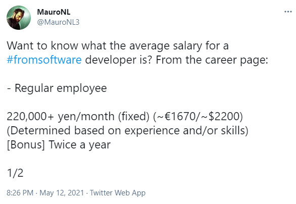 FromSoftware员工薪资曝光 概念美术月薪仅勉强万元