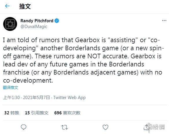 Gearbox回应《无主之地》衍生作：没有共同开发一说！