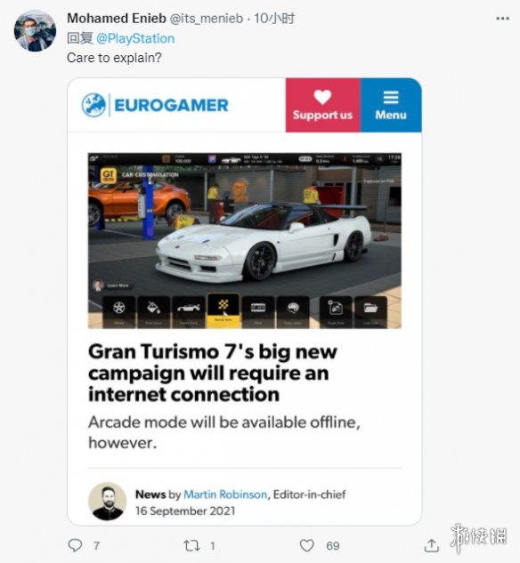 索尼2013年称玩PS4游戏无需联网！如今被《GT7》打脸