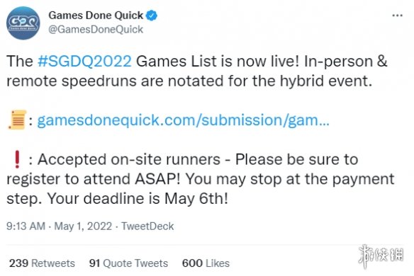 大神云集！慈善速通大赛SGDQ 2022游戏列表现已公开
