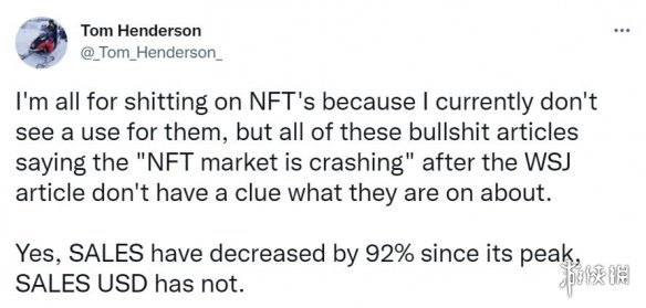 NFT市场压根没崩！发展状态良好 只是在游戏领域受挫