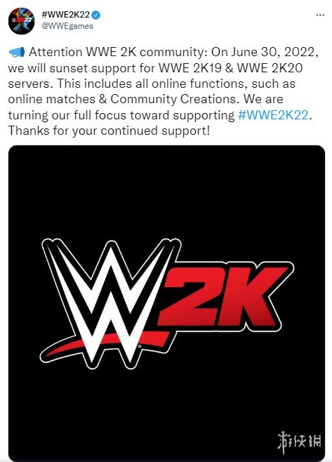 《WWE 2K19》《WWE 2K22》服务器将于6月30关闭
