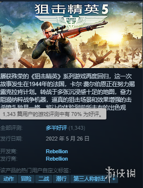 题材设定永不落后！拆蛋高手《狙击精英5》口碑回暖