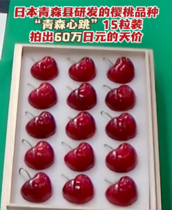 够心跳！日本新品樱桃青森心跳天价成交：1980元/颗
