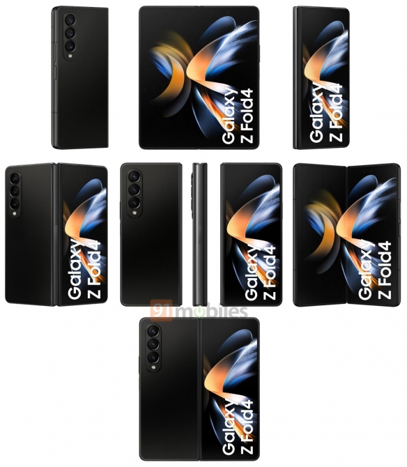 三星折叠屏Galaxy Z Fold4/Flip4所有颜色版本渲染图