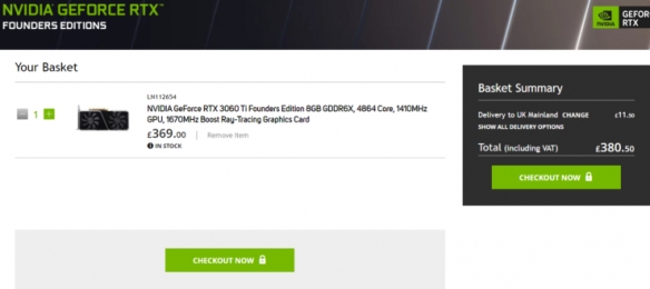3000元！外媒发现新款3060Ti在英国上架：GDDR6X显存