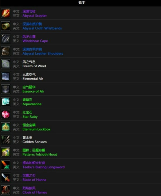 魔兽世界怀旧服风石掉落什么装备